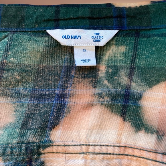 Custom Flannel Shirt XL Green Peach Desert Graphic Boho Festival - Picture 4 of 11